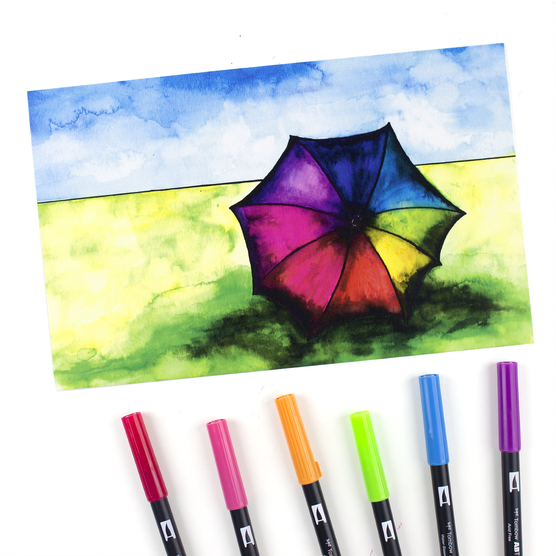 AB-T Water Brush Pen, 6C Set, Bright Palette