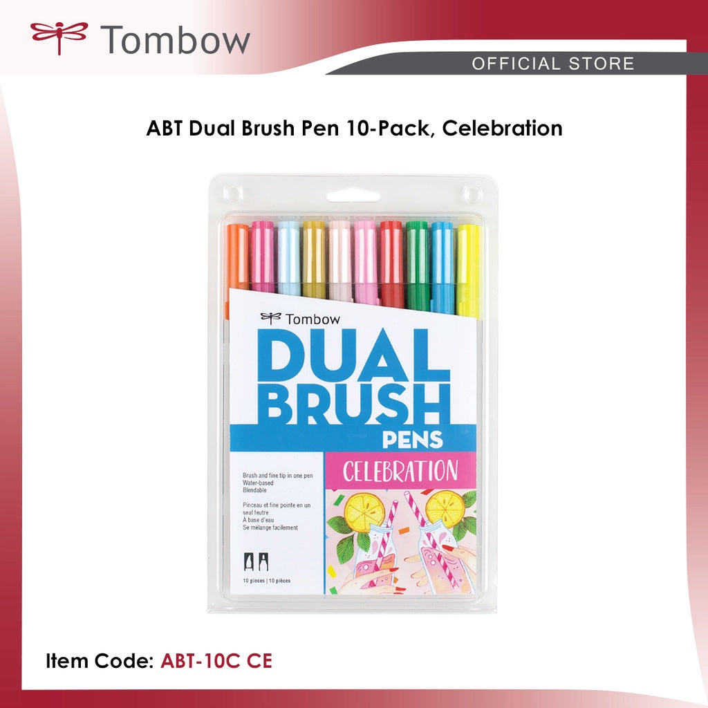 Water-based Dual Tip Brush Markers, 10 Vibrant Celebration Colors