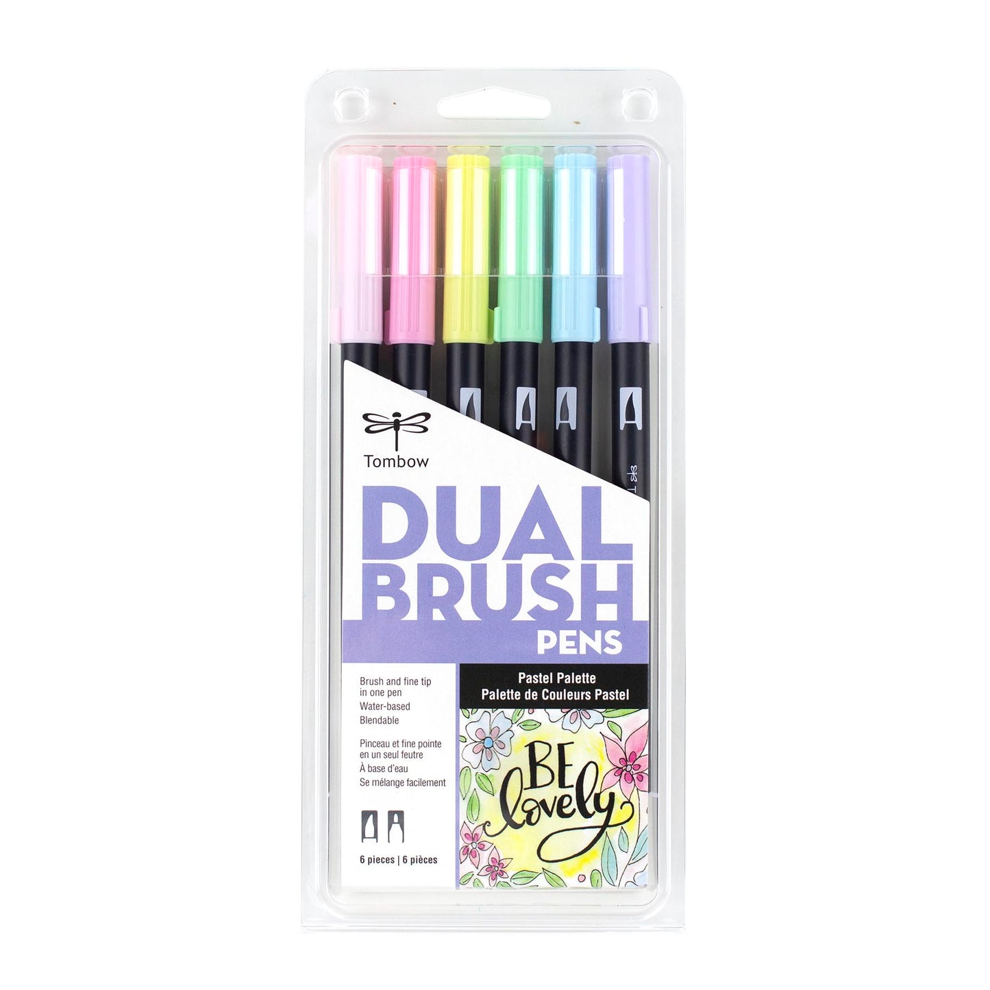 AB-T Water Brush Pen, 6C Set, Pastel Palette