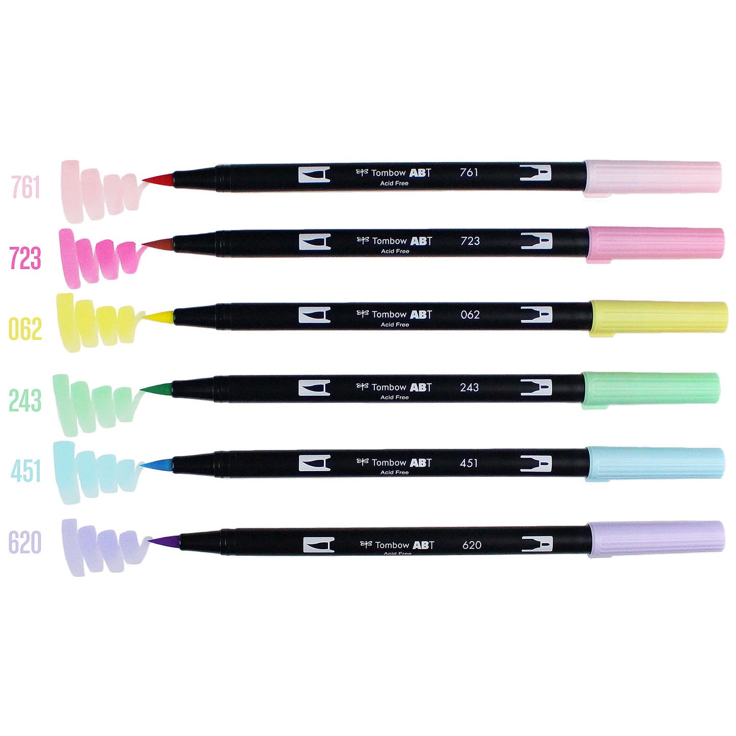 AB-T Water Brush Pen, 6C Set, Pastel Palette