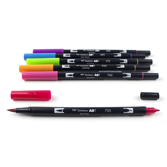 AB-T Water Brush Pen, 6C Set, Bright Palette