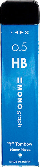 Mono Graph Lead Pencil Refill - HB | 40 Leads | Light Blue Case