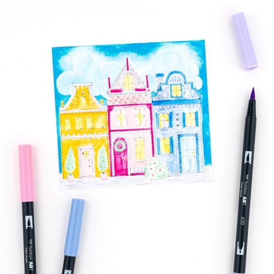 Dual Brush Pen Art Markers, Pastel, 10-Pack