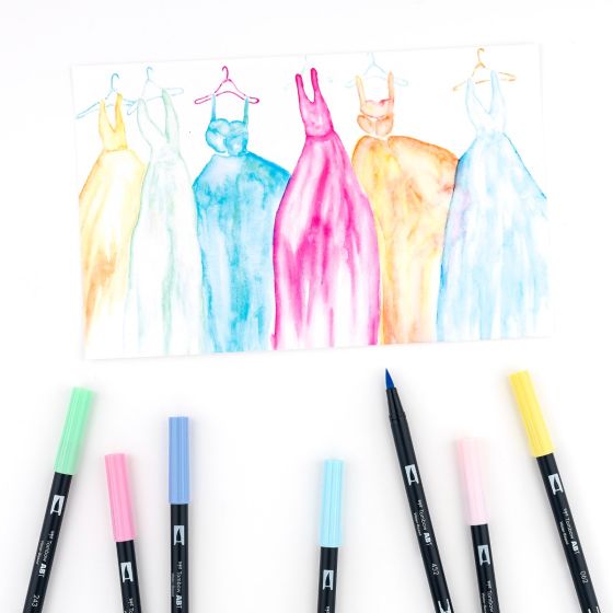 Dual Brush Pen Art Markers, Pastel, 10-Pack