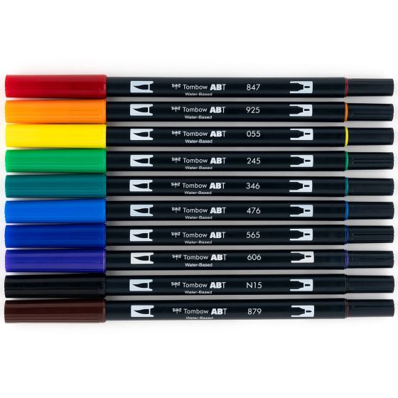 AB-T Water Brush Pen, 10C Set, Primary